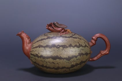 A Jiang Rong bionic watermelon purple clay pot