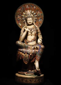 A piece of Tang Han white jade painted Guanyin painting