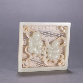 A piece of Qing Dynasty Hetian jade seed material boy with board