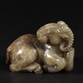 A jade sheep carving from the Qing Dynasty