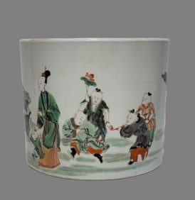 A Qing Dynasty colorful character pen holder