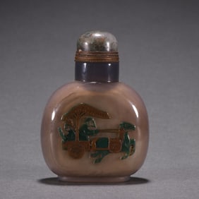 A pretty agate carved character story snuff bottle