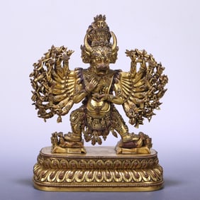 An 18th-century Tibetan bronze gilt Vajra statue of Dawei De