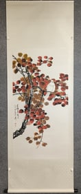 A picture of Xie Zhiliu's "Red Leaf Birds"