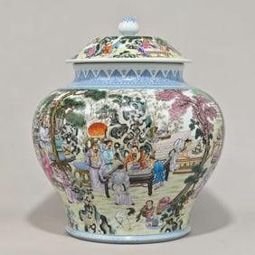 A piece of Qing Qianlong imperial enamel color Xiyuan Yajutu lid jar