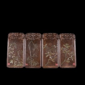 A set  of Qing Dynasty agarwood pattern cards