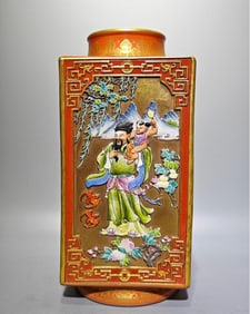 A Qianlong era of the Qing Dynasty enamel colored sand red gold-painted consecrated carved Fulu
