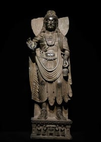 A statue of a Gandhara schist Buddha