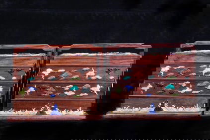 A pair  of Qing Dynasty mahogany inlaid treasure boxes