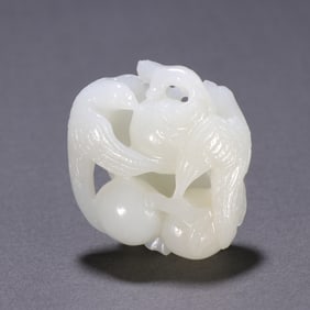 A Qing Dynasty Hetian jade longevity carving