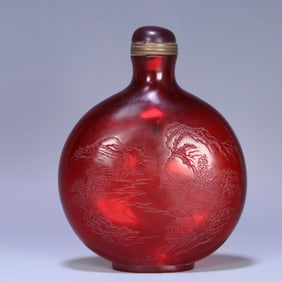 A Qing Dynasty "Xingyou Hengtang" glazed landscape snuff bottle