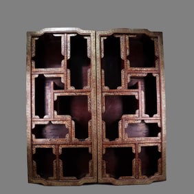 A pair  of Qing Dynasty lacquer painted gold painted Bogu frames