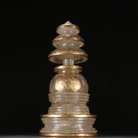 A piece of Liao gold crystal-clad gold relic pagoda