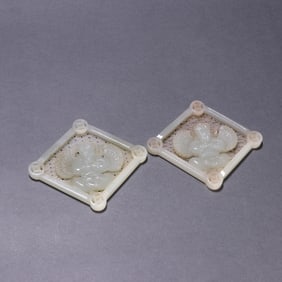 A pair  of Hetian jade Garuda belt boards