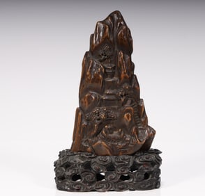 A piece of agarwood carved mountain