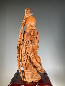 A boxwood carved birthday ornament of the Republic of China