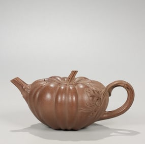 A Qing Dynasty purple sand mingyuan pumpkin pot