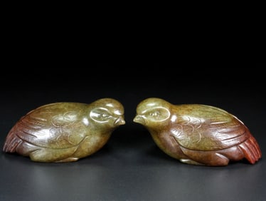A pair of Han Dynasty Hetian jade birds