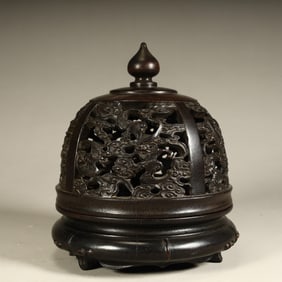 A piece of Qing Dynasty rosewood carving Wufu Shou Pattern Aromatherapy size