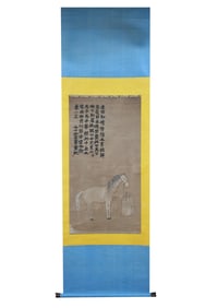 A picture of a golden farmer's horse