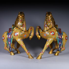 A Qing Dynasty cloisonné cloisonné enamel Tang horse ornament