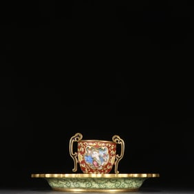 A set of Qing Dynasty copper tire painting enamel Western figure cups