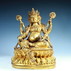 A Ming Dynasty Yongle Green Tara Buddha statue