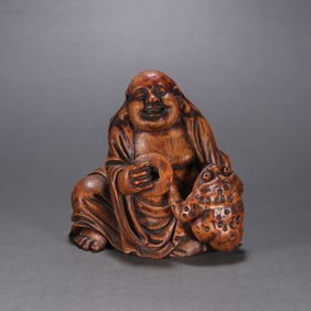 A Qing Dynasty bamboo carving bangs play golden toad carving