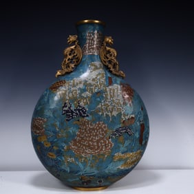 A cloisonné moon bottle