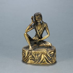 A statue of Venerable Milarepa in bronze gilt in the Qing Dynasty