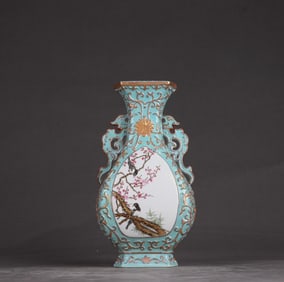 A Qing Dynasty Qianlong pastel turquoise green carved gold-painted window flower and bird pattern