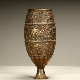 A Qing Dynasty silver-gilt auspicious beast floral pattern goblet