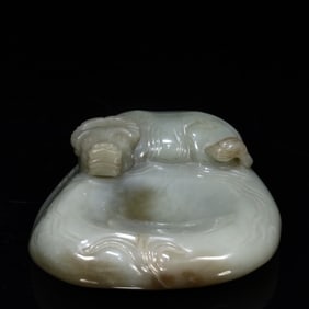 A piece of Hetian jade old cow inkstone
