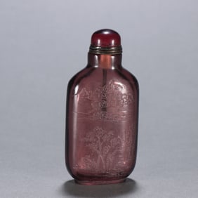 A Qing Dynasty glazed landscape snuff bottle