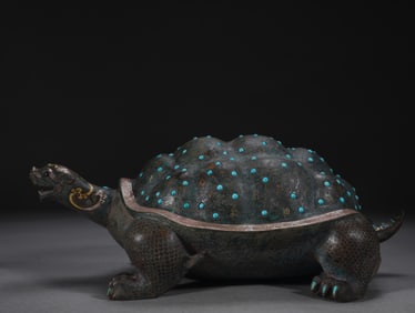 A piece of Han bronze wrong gold and silver star picture dragon turtle in the war dynasty
