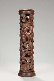 A piece of Qing Dynasty Huanghuali wood carving cloud dragon pattern aromatherapy