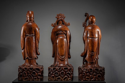 A Qing Dynasty Huanghuali Fu Lushou carving