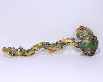A piece of Qing Dynasty cloisonné enamel Fushou Ruyi