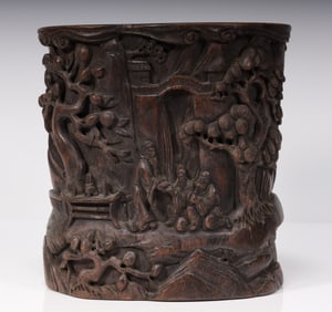 A piece of agarwood carved pen holder