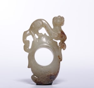 A piece of Song Yuan Hetian jade seed material with skin Qinqin-shaped pendant