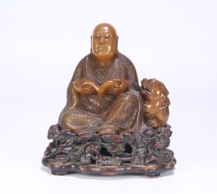 A Qing Dynasty Shoushan field Huangshi Arhat ornament