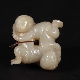 A Ming and Tian jade double happiness boy