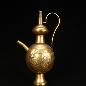 A Qing Dynasty copper gilt engraved baby play pattern holding pot
