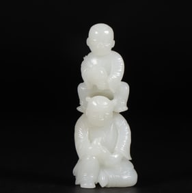 A Ming Hetian white jade twin boy