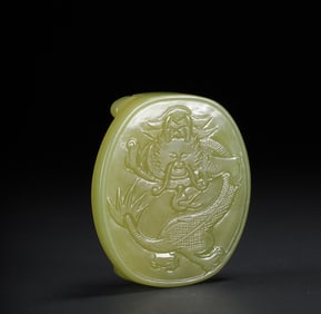 A Hetian topaz dragon pattern buckle