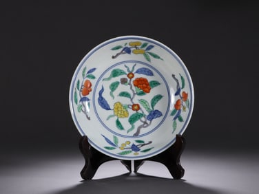 A Qing Dynasty pastel porcelain plate