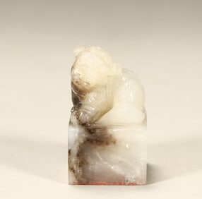 A Qing Dynasty fine Shoushan stone auspicious beast seal