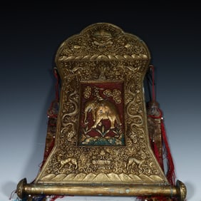 A Qing Dynasty copper-gilt thangka
