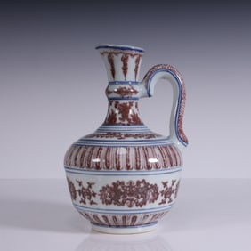 A Ming Dynasty blue and white glazed red pot