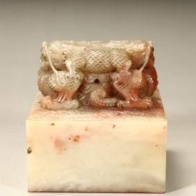 A Qing Dynasty fine Shoushan stone auspicious beast seal